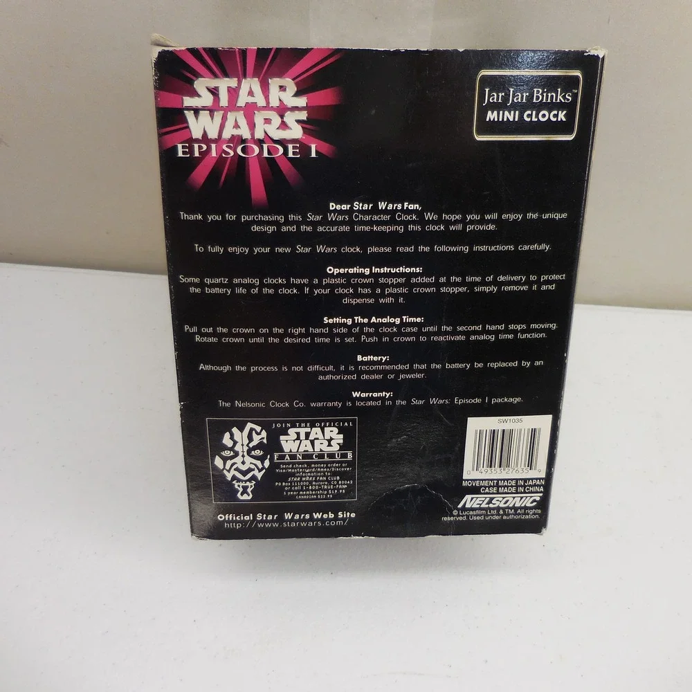 Star Wars Episode I Jar Jar Binks‎ Mini Clock Nelsonic SW1035 Vintage 1999 New